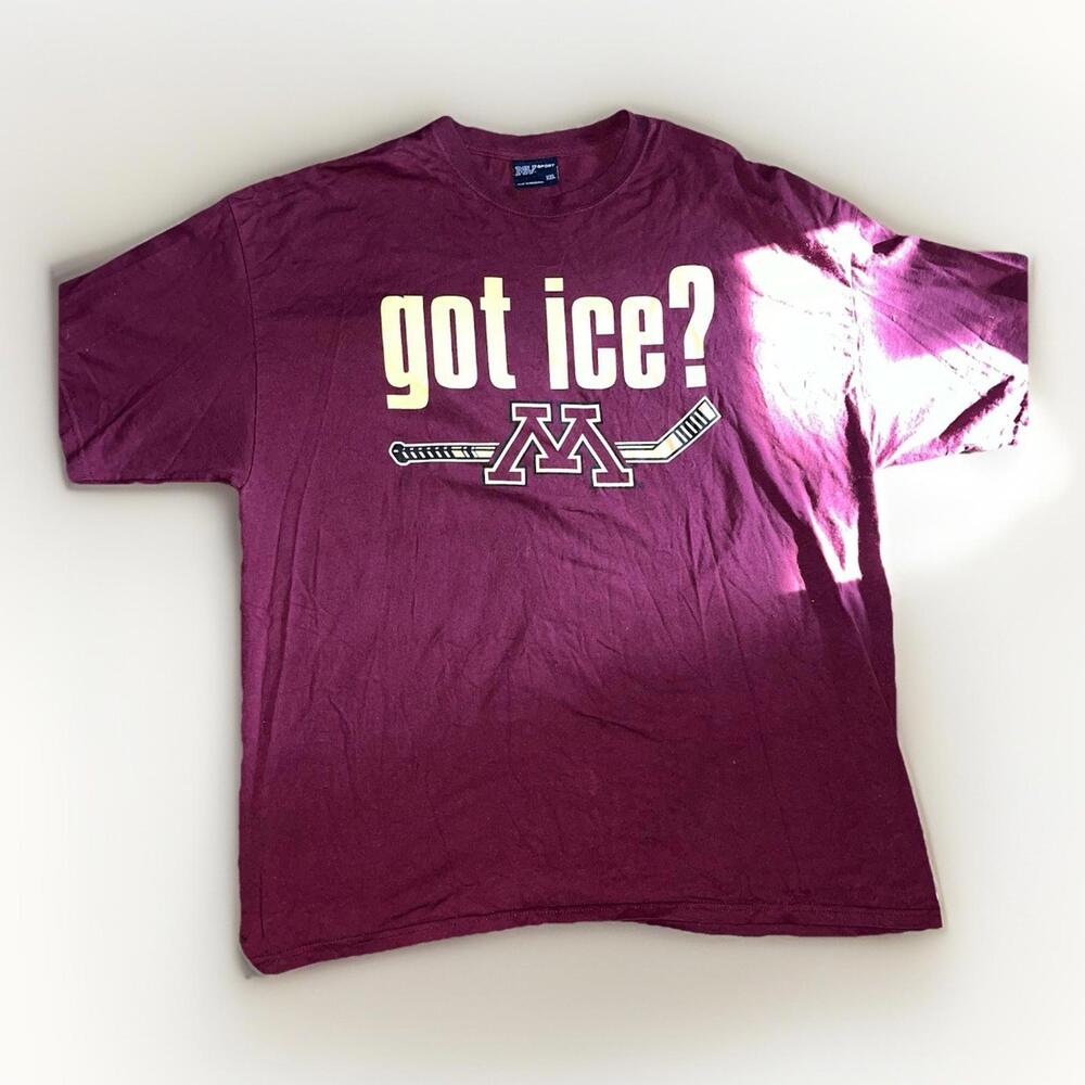 Vintage Minnesota Golden Gophers Hockey T Shirt Mens Size XXL Maroon MV Sport